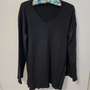 SMARTWOOL Womens Black Shadow Pine V-Neck Rib/Ribbed Sweater Size XL Cozy Warm
